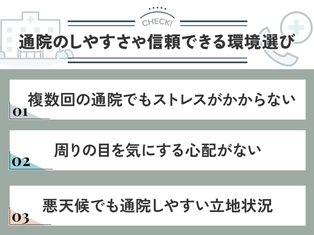 通院のしやすさや信頼できる環境選びがポイント