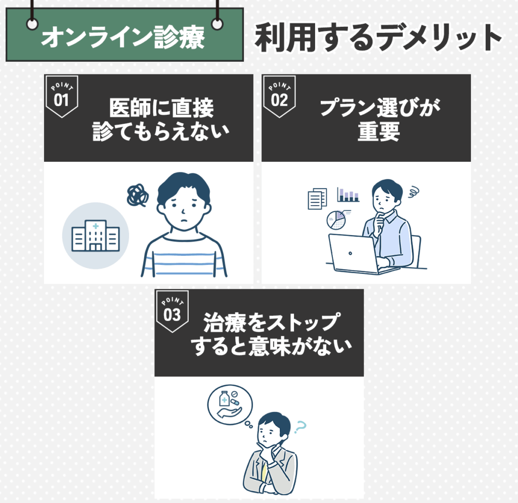 AGA治療オンライン診療のデメリットは対面で医師に相談できないこと